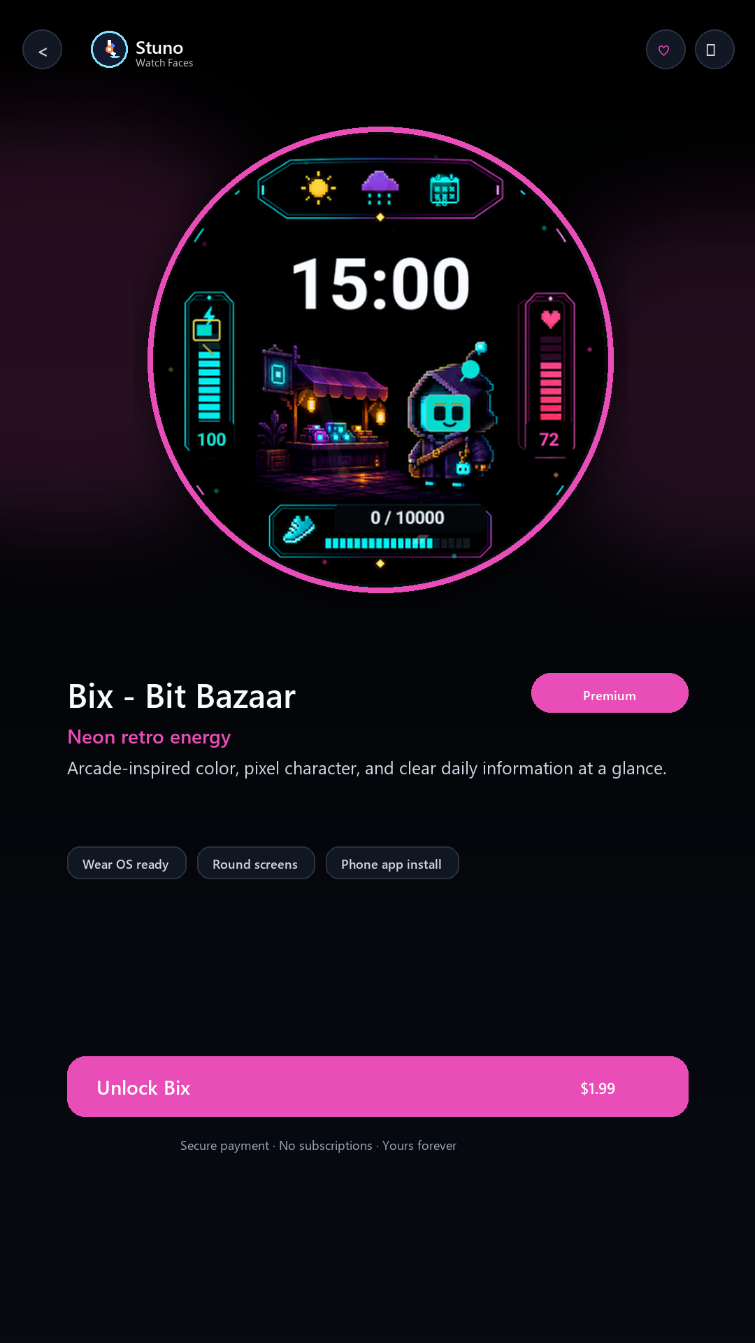 Bix - Bit Bazaar watch face preview