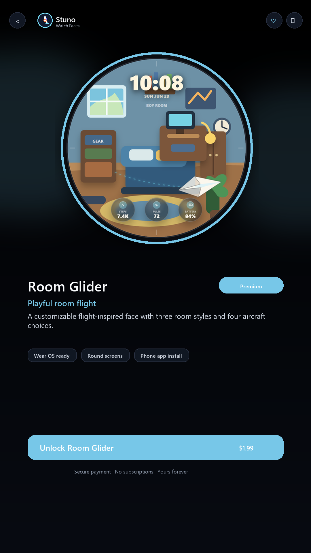 Room Glider watch face preview