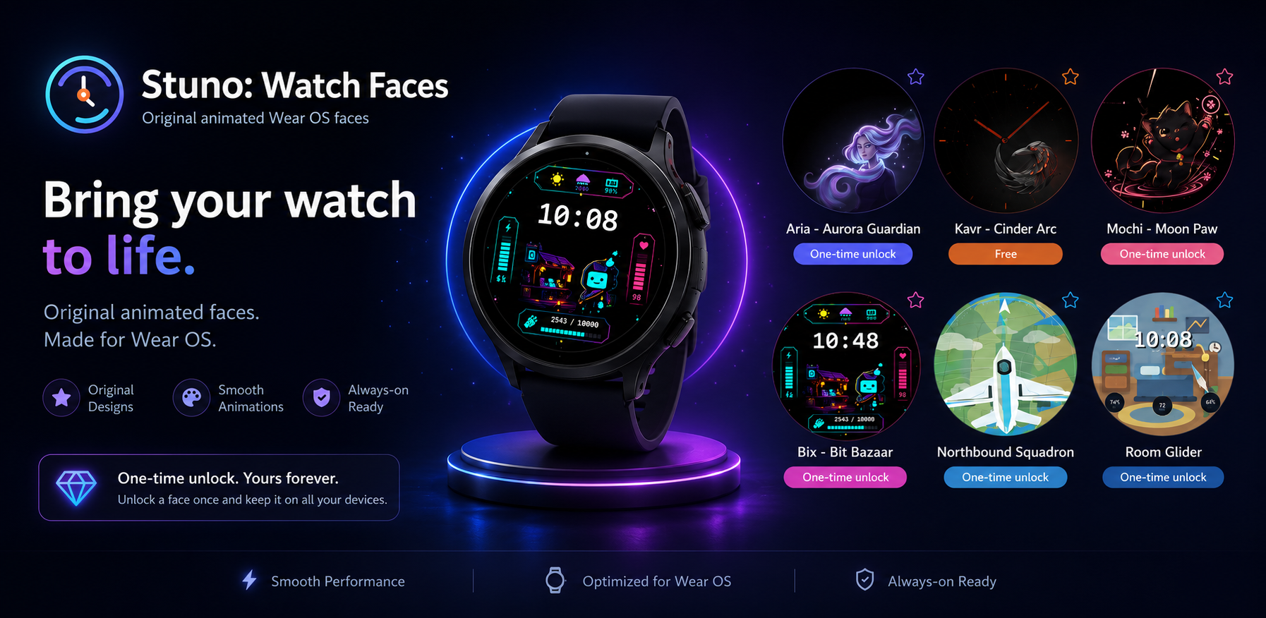 Stuno Watch Faces premium feature graphic